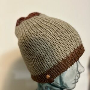 Stylish Knit Beanie in Brown and Tan